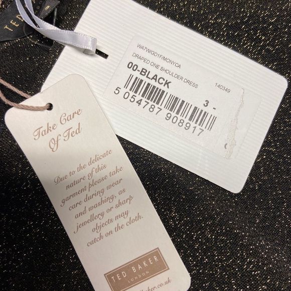 Ted Baker London Monyca Draped One Shoulder Sparkly Dress NWT - Picture 9 of 10